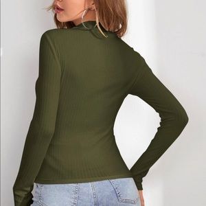 Zip front rib-knit tee